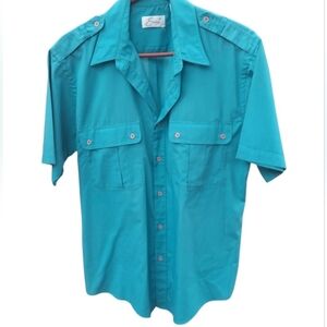 Vintage Mens Guayabera Button Down Short Sleeve Shirt
